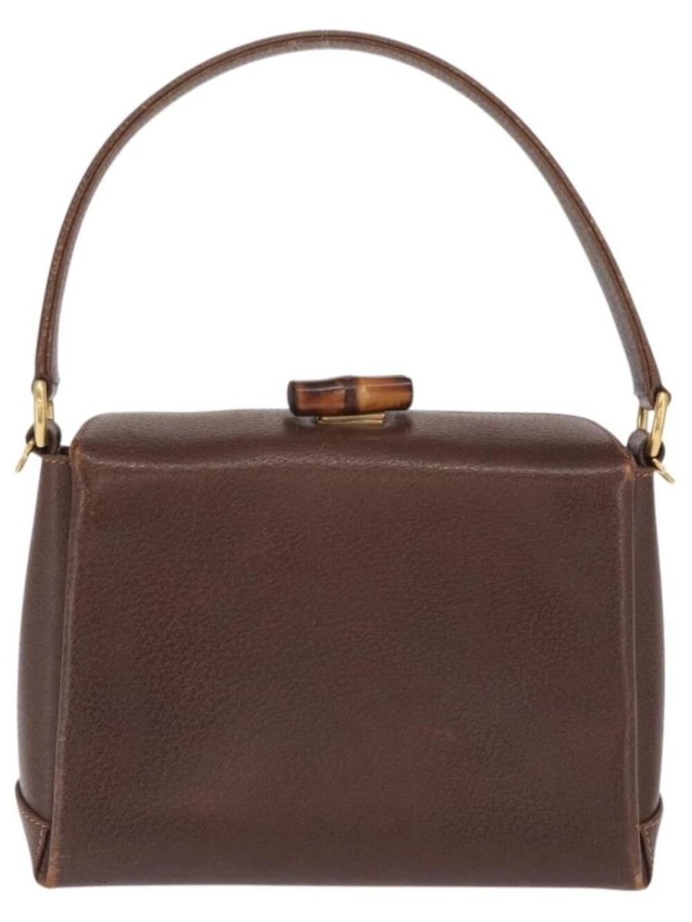 GUCCI Bamboo Hand Bag Leather Brown Gold Auth ep13180 - Picture 2 of 16